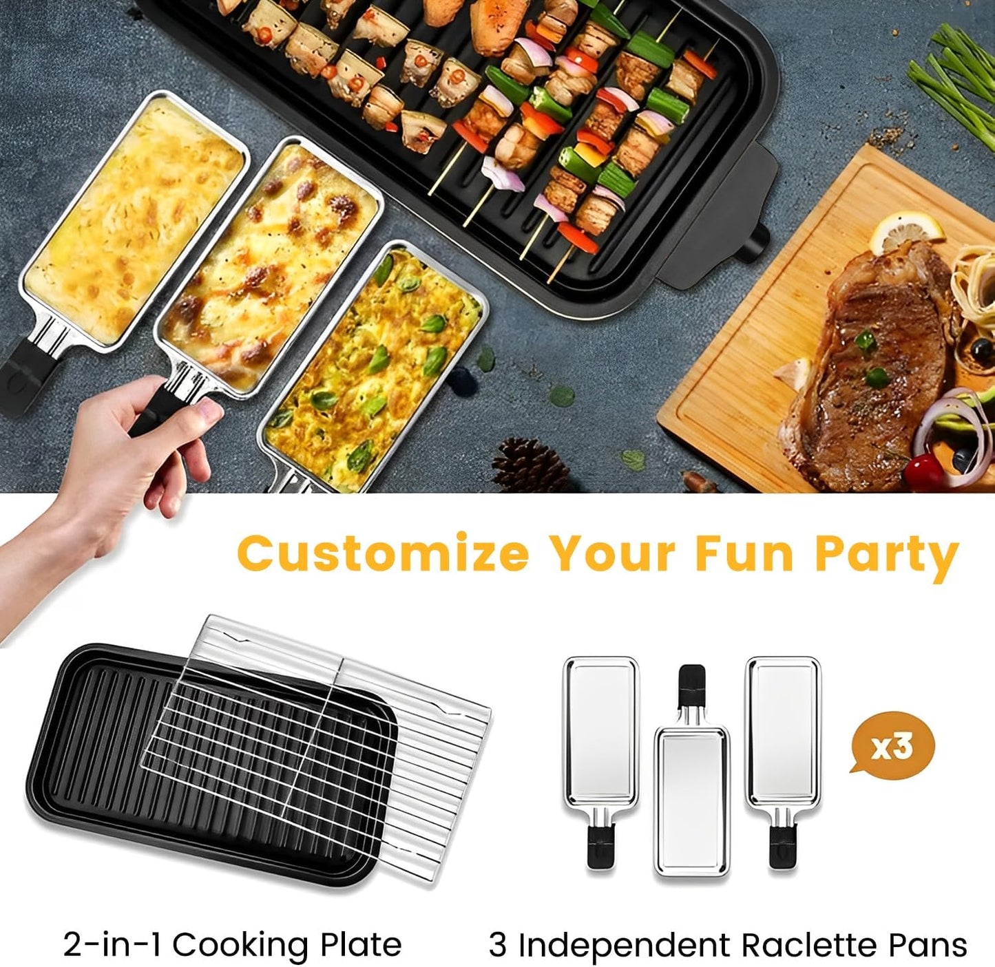 Indoor Electric Grill – Grill Flavor, No Smoke, Non-stick