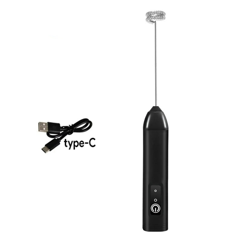 Type-C Rechargeable Milk Frother – Stainless Steel Handheld Mixer for Coffee, Lattes, and More