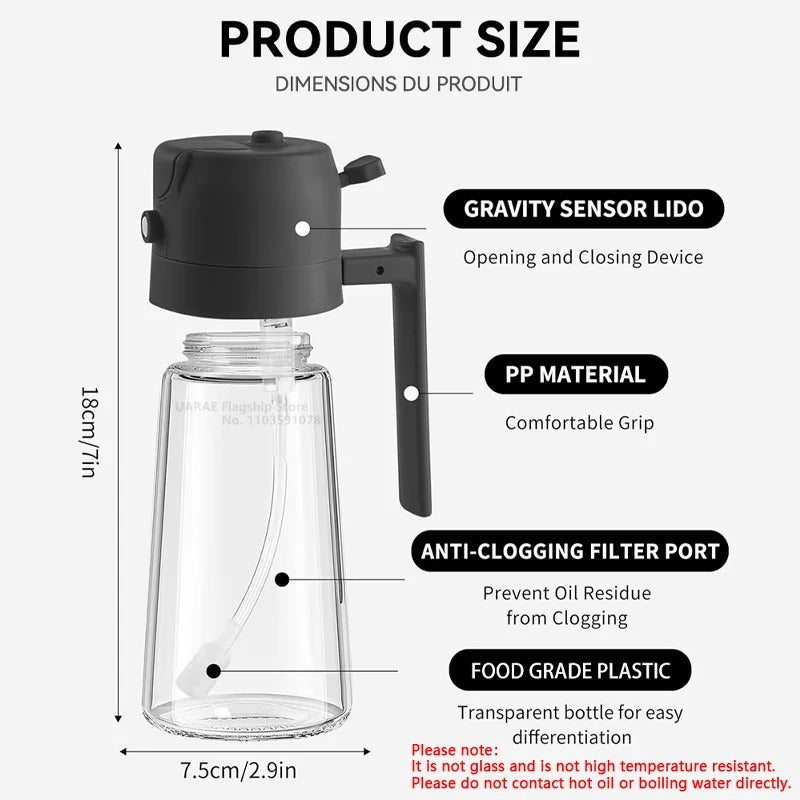 2-in-1 Oil Dispenser Bottle – Spray & Pour Functionality