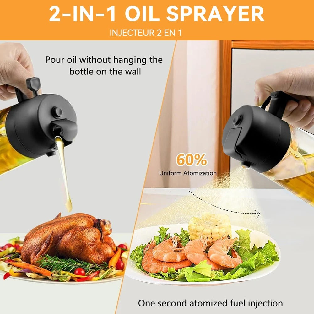 2-in-1 Oil Dispenser Bottle – Spray & Pour Functionality