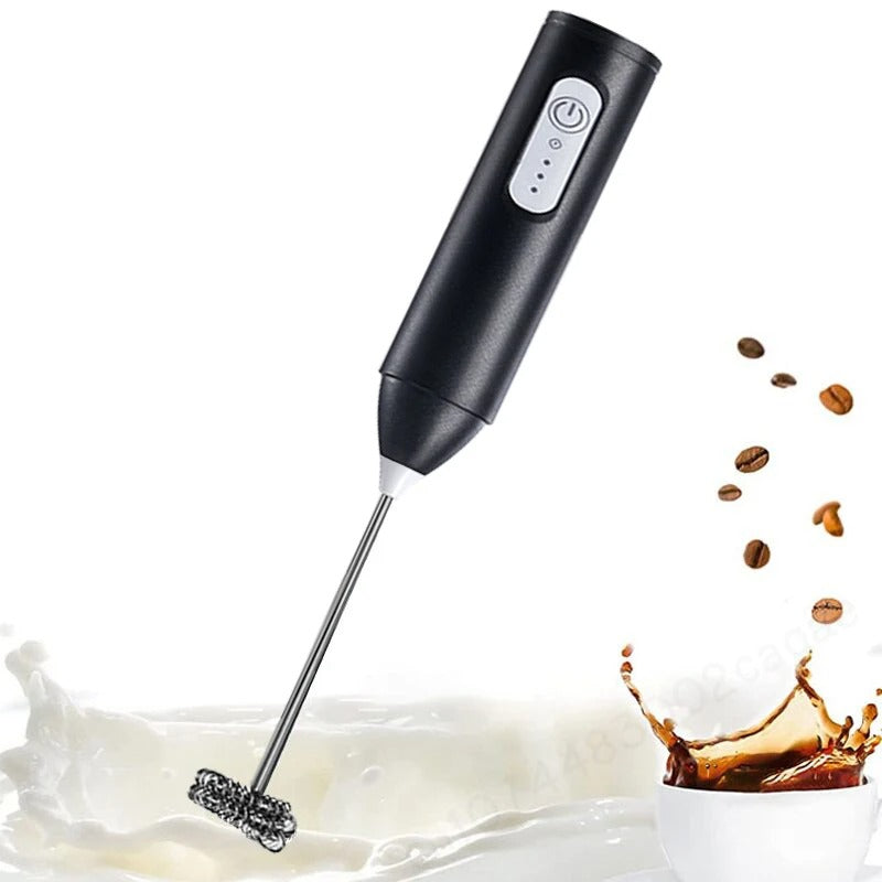 Type-C Rechargeable Milk Frother – Stainless Steel Handheld Mixer for Coffee, Lattes, and More