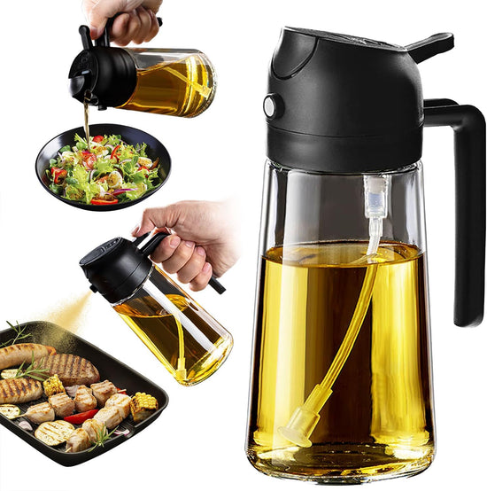 2-in-1 Oil Dispenser Bottle – Spray & Pour Functionality