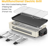 Indoor Electric Grill on Kitchen Counter, Indoor Electric Grill Smokeless Cooking, Non-Stick Indoor Electric Grill Plate, Compact Indoor Electric Grill Design, Adjustable Temperature Indoor Electric Grill