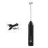 Type-C Rechargeable Milk Frother with USB-C cable, Type-C Rechargeable Milk Frother creating coffee foam, Type-C Rechargeable Milk Frother stainless steel body, Type-C Rechargeable Milk Frother portable handheld design, Type-C Rechargeable Milk Frother frothing cup of latte