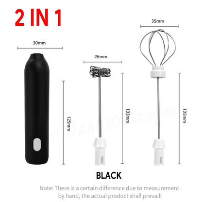 Type-C Rechargeable Milk Frother – Stainless Steel Handheld Mixer for Coffee, Lattes, and More