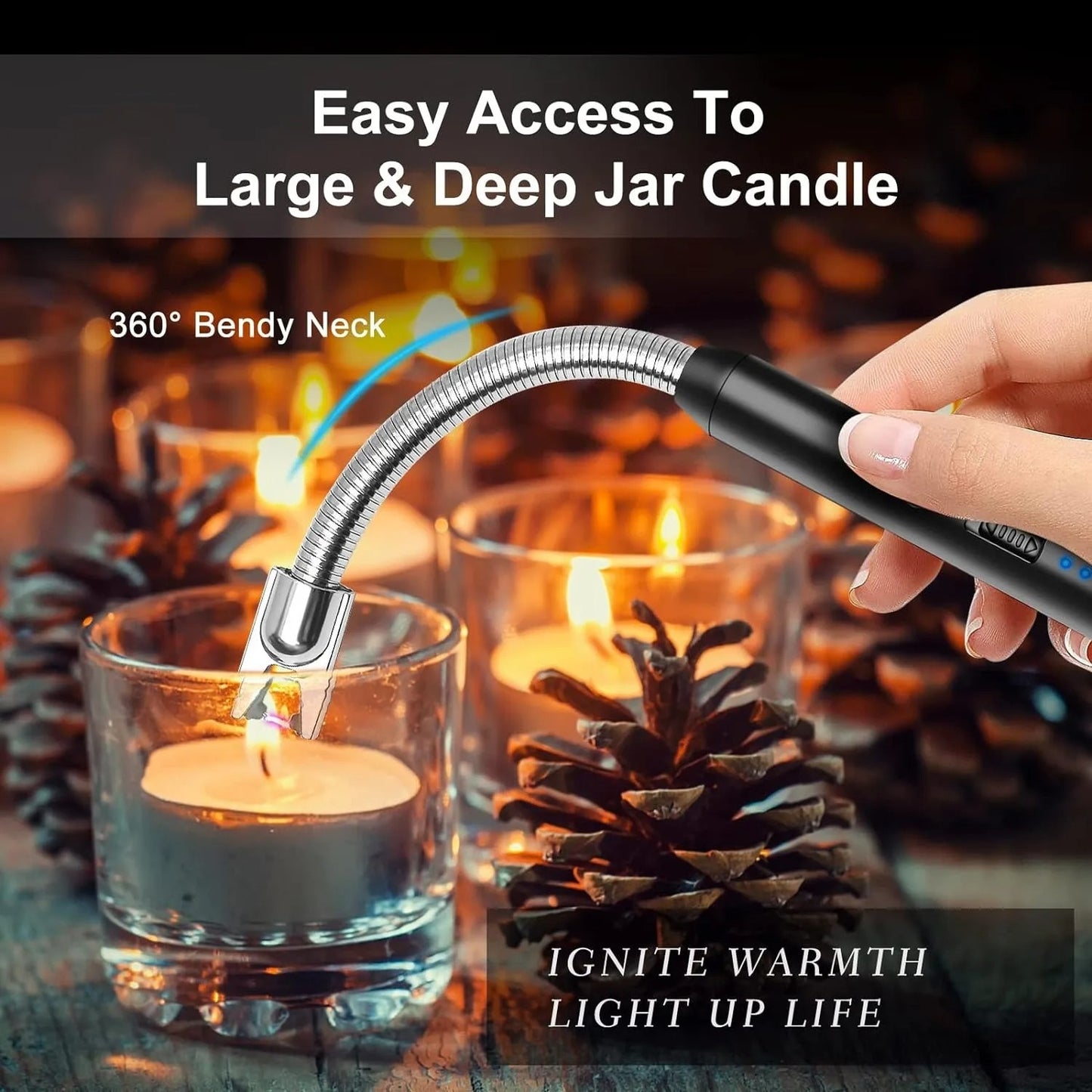 Rechargeable Windproof Arc Lighter – Flexible Neck, Flameless, USB Powered