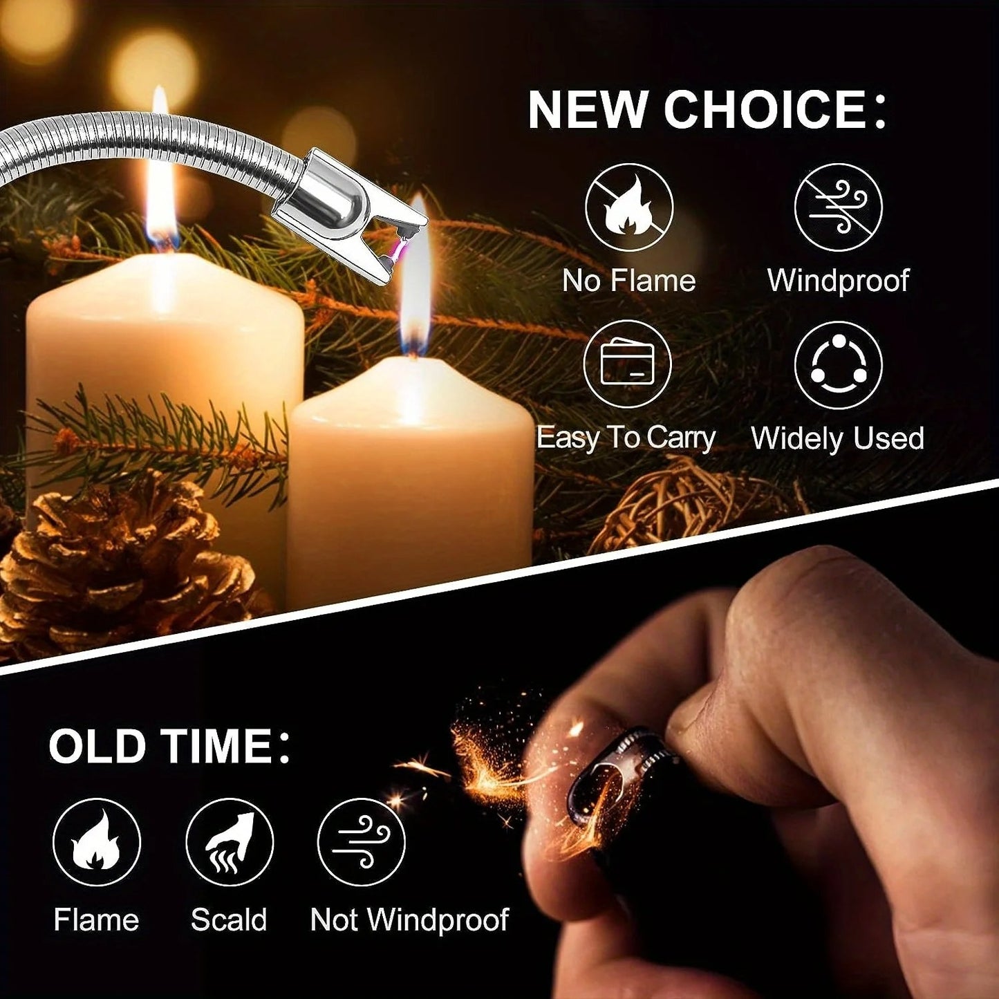 Rechargeable Windproof Arc Lighter – Flexible Neck, Flameless, USB Powered